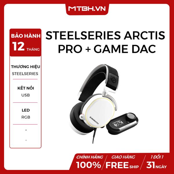 TAI NGHE SteelSeries Arctis PRO+ GAME DAC RGB WHITE (61454) NEW