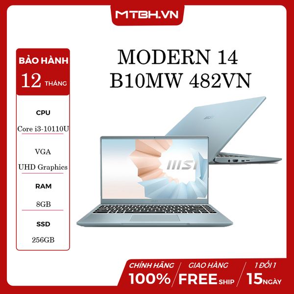 LAPTOP MSI MODERN 14 B10MW 482VN CORE I3 10110U | 8GB RAM | 256GB SSD | 14