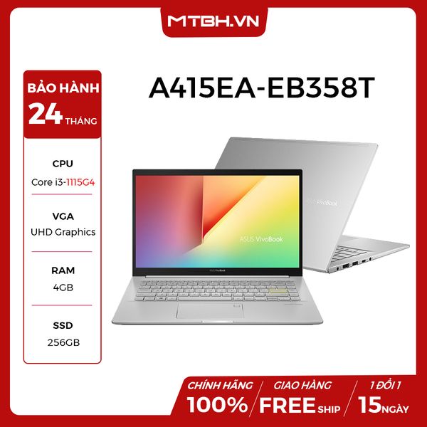 LAPTOP ASUS VIVOBOOK A415EA-EB358T i3-1115G4 | 4GB RAM | 256GB SSD | 14''FHD | WIN 10 PSD