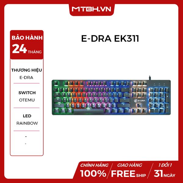 BÀN PHÍM CƠ E-DRA EK311 BROWN SWITCH BLACK NEW