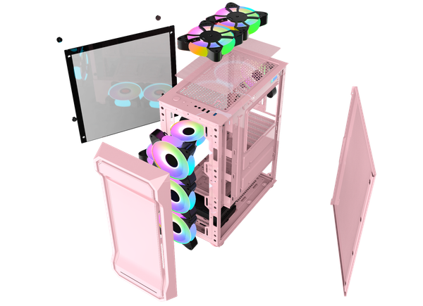 CASE MIK AH01 METAL PINK GAMING KÍNH CƯỜNG LỰC