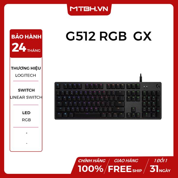 BÀN PHÍM CƠ LOGITECH G512 LIGHTSYNC RGB GX BROWN/TACTILE GAMING BLACK