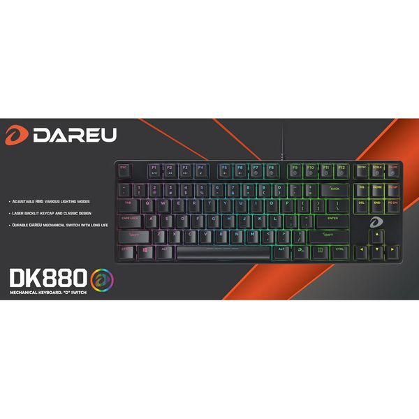 BÀN PHÍM CƠ DAREU DK880 RGB BLACK BLUE SWITCH NEW BH 24TH