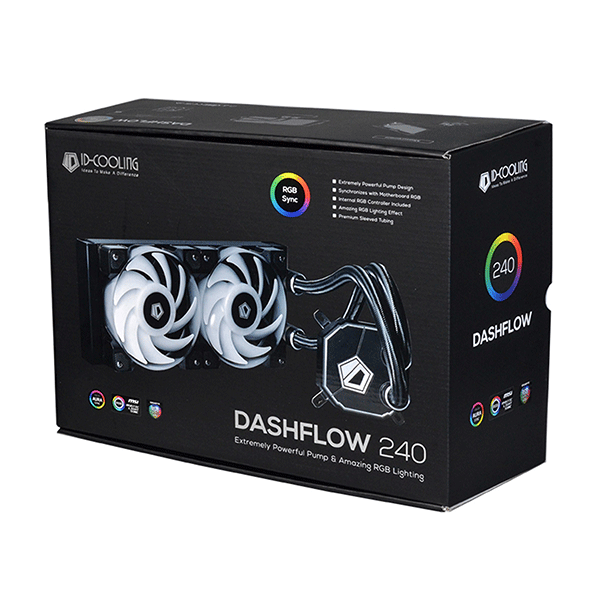 TẢN NHIỆT NƯỚC ID-COOLING DASHFLOW 240 ( Led RGB, Premium Design Water Cooler, Super Performance, 240mm Radiator, 2*DF Fan, Intel&AMD )