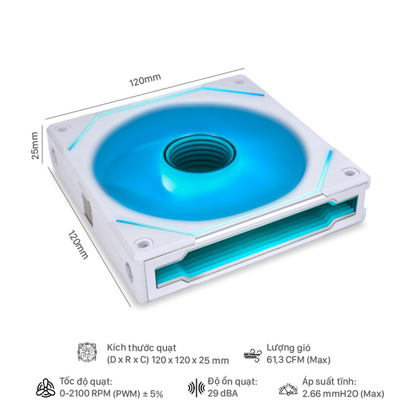 Bộ 3 Fan Case LIAN LI UNI Fan SL INFINITY 120 Triple WHITE