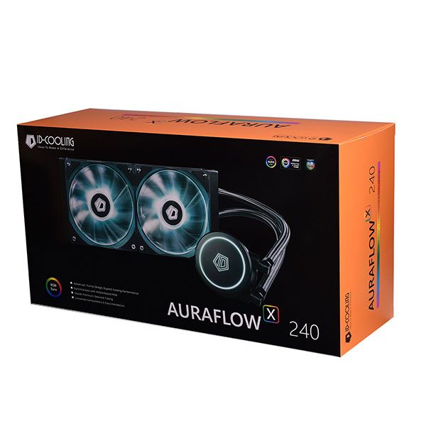 TẢN NHIỆT NƯỚC ID-COOLING AURAFLOW X 240 ( RGB SYNC, Pump 2100RPM, 240mm Radiator, PWM Fans*2, Intel&AMD )