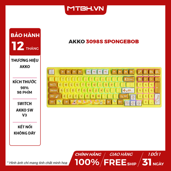 Bàn Phím Cơ AKKO 3098S SpongeBob (RGB / PBT Dye-subbed / JDA profile / AKKO CS switch)