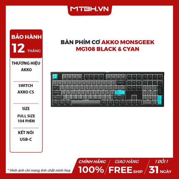 Bàn Phím Cơ AKKO MonsGeek MG108 Black & Cyan