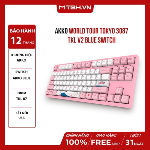 BÀN PHÍM CƠ AKKO WORLD TOUR TOKYO 3087 TKL V2 BLUE SWITCH