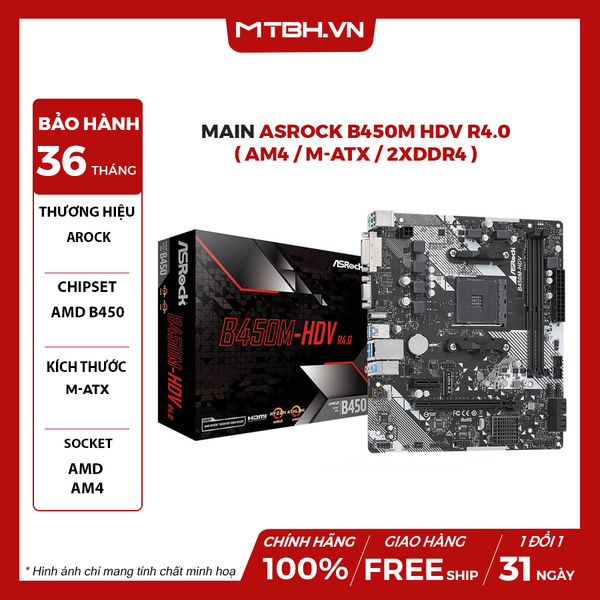 MAIN ASROCK B450M HDV R4.0 ( AM4 / M-ATX / 2XDDR4 )