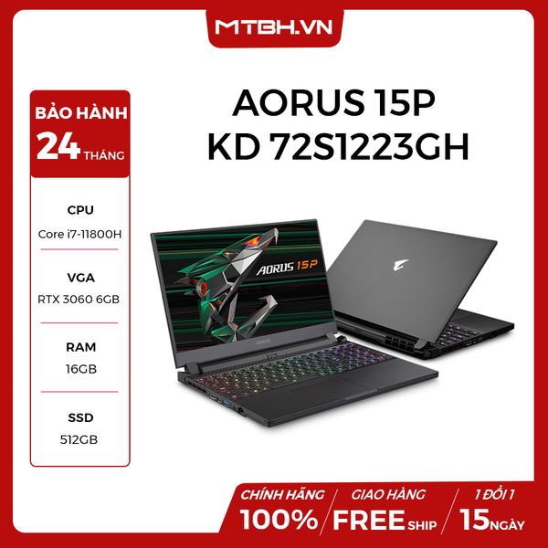 LAPTOP GIGABYTE AORUS 15P KD 72S1223GH Core i7-11800H | RTX 3060 6GB | 16GB RAM | 512GB SSD | 15.6