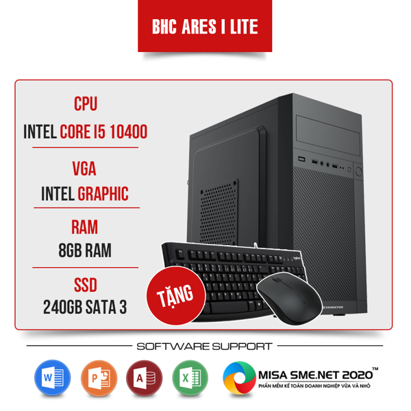 PC Văn Phòng  BHC Ares I  Lite Gen 10th ( i5 10400 | 8GB DDR4 | 240GB )