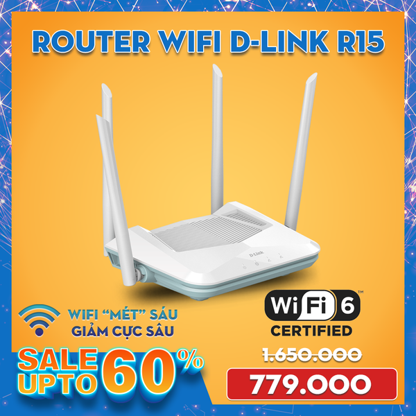 BỘ PHÁT WIFI D-LINK R15 - CHUẨN AX 1500MBPS - WIFI 6