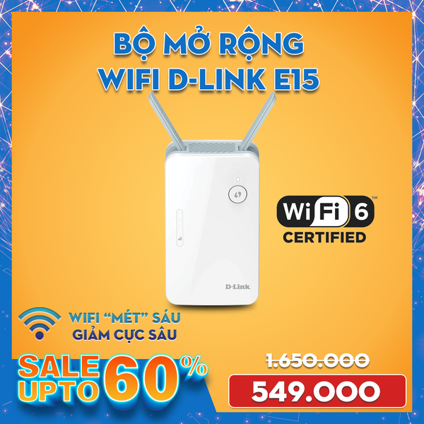 BỘ MỞ RỘNG WIFI D-LINK E15 - CHUẨN AX 1500MBPS - WIFI 6