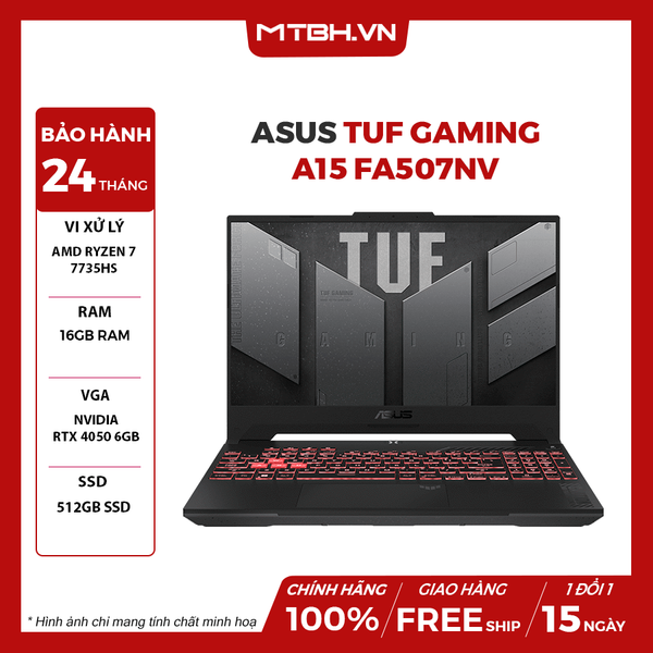 LAPTOP ASUS TUF GAMING A15 FA507NV-LP046W RYZEN 7-7735HS | RTX 4050 6GB | 16GB RAM | 512GB SSD | 15.6' FHD 144Hz | Win 11