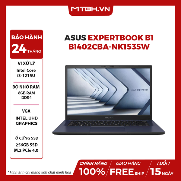 LAPTOP ASUS EXPERTBOOK B1 B1402CBA-NK1535W CORE i3-1215U | Intel UHD Graphics | 8GB RAM | 256GB SSD | 14