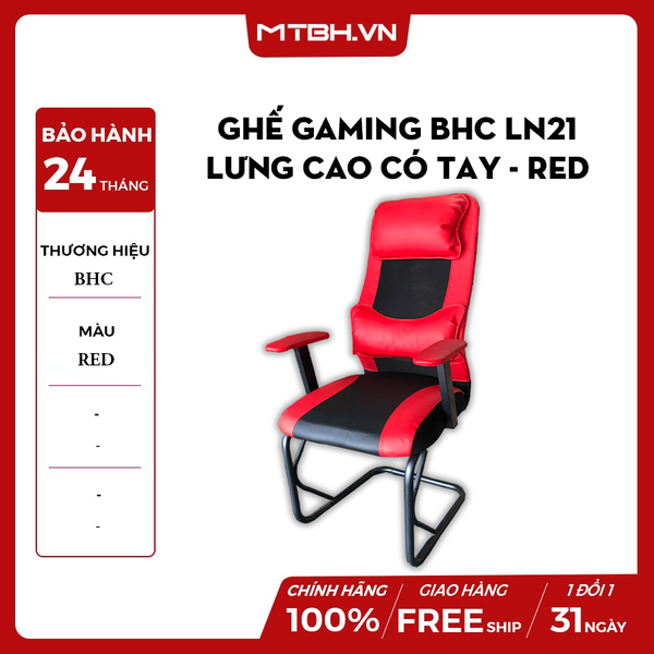 GHẾ GAMING BHC LN21 LƯNG CAO CÓ TAY RED