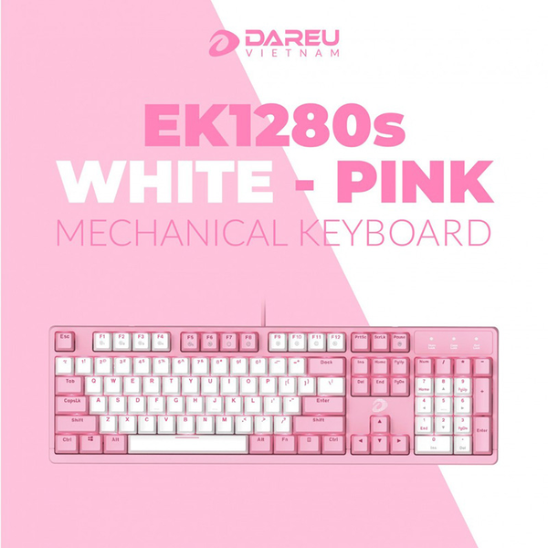 Bàn Phím Cơ DAREU EK1280s PINK-WHITE Red Switch