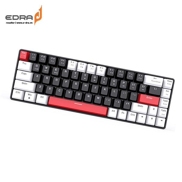 BÀN PHÍM CƠ E-DRA EK368L WHITE BLACK RED SWITCH (BLUETOOTH, WIRELESS 2.4G)