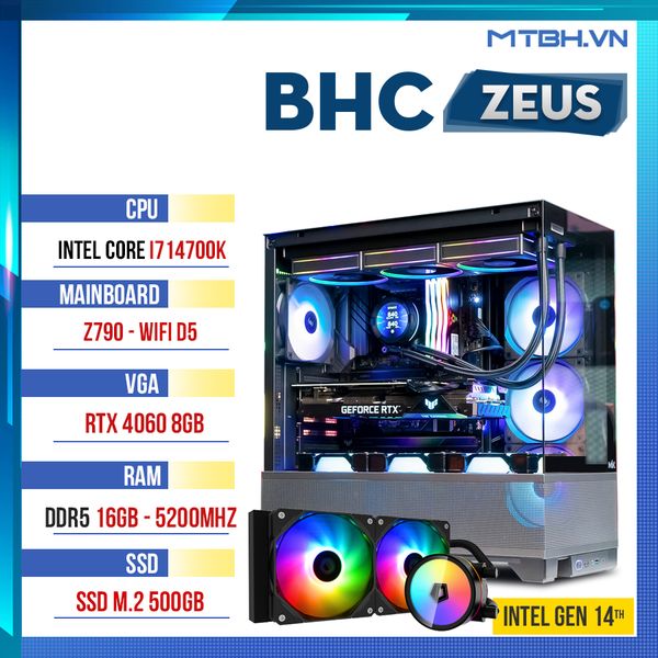 PC Gaming BHC Zeus Gen 14 ( i7 14700K | RTX 4070 12GB | 16GB DDR5 | Z790 | 500GB )