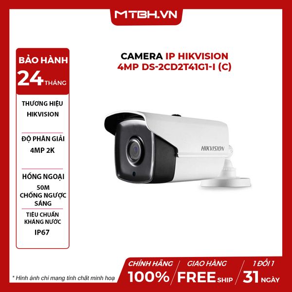 Camera Thân Trụ IP HIKVISION 4MP DS-2CD2T41G1-I (C)