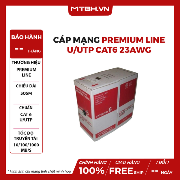 CÁP MẠNG PREMIUM LINE U/UTP CAT6 23AWG