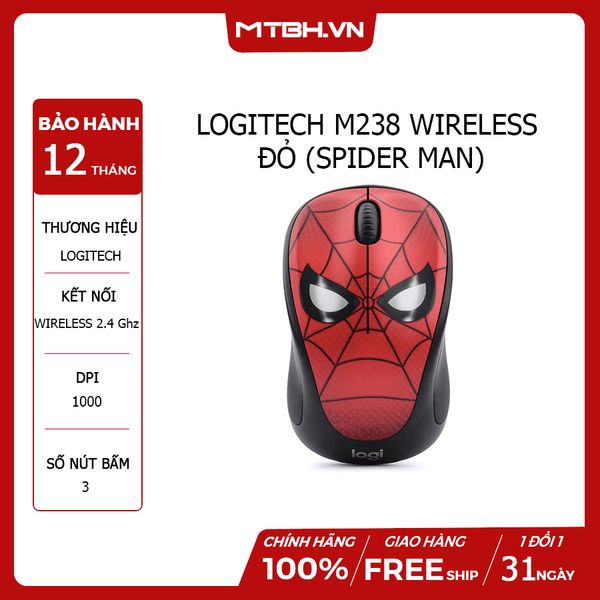 CHUỘT LOGITECH M238 WIRELESS ĐỎ (SPIDER MAN)