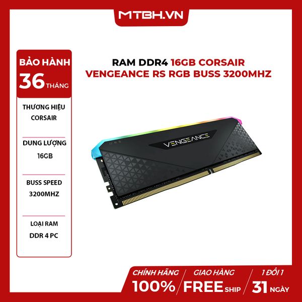 RAM DDR4 16GB CORSAIR VENGEANCE RS RGB BUSS 3200Mhz