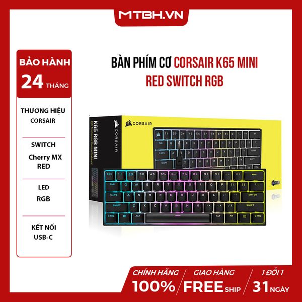 Bàn Phím Cơ Corsair K65 Mini Red Switch RGB