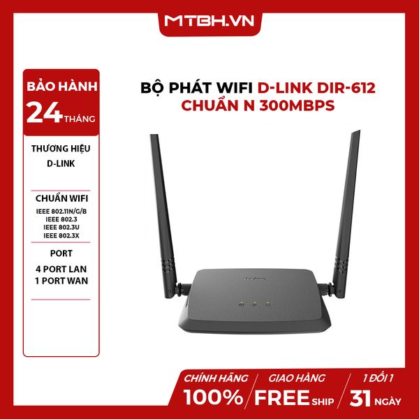 BỘ PHÁT WIFI D-LINK DIR-612 - CHUẨN N 300MBPS