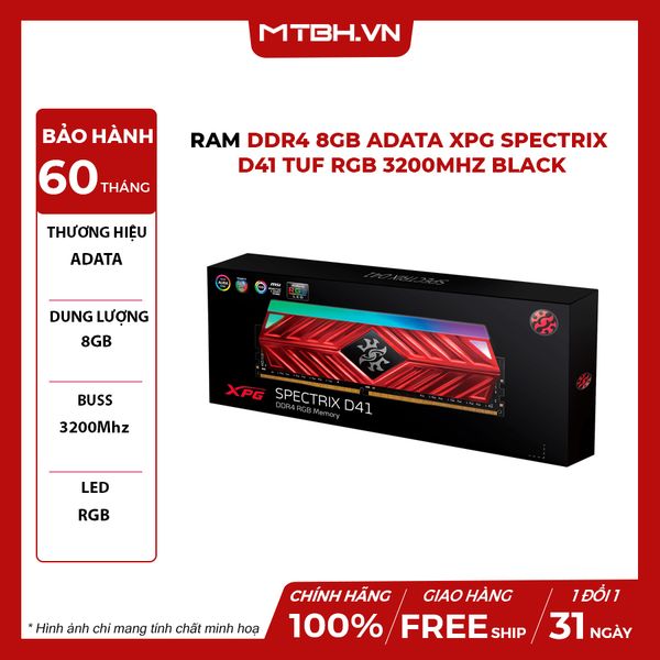 RAM DDR4 8GB ADATA XPG SPECTRIX D41 TUF RGB 3200Mhz BLACK