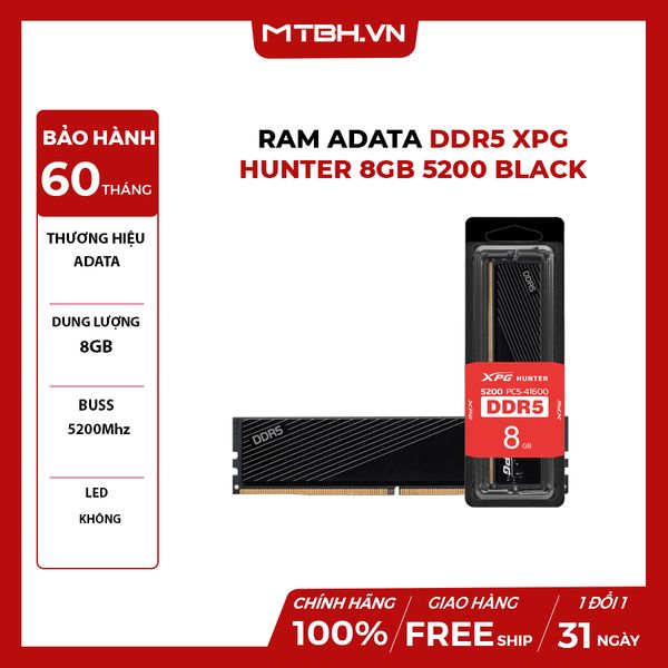 RAM DDR5 8GB ADATA XPG HUNTER 5200 BLACK