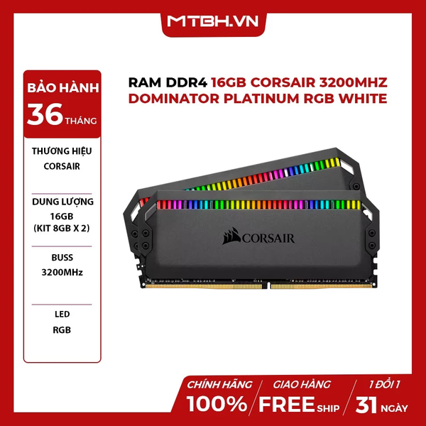 RAM DDR4 16GB CORSAIR 3200Mhz DOMINATOR Platinum RGB Black(KIT 2*8GB)