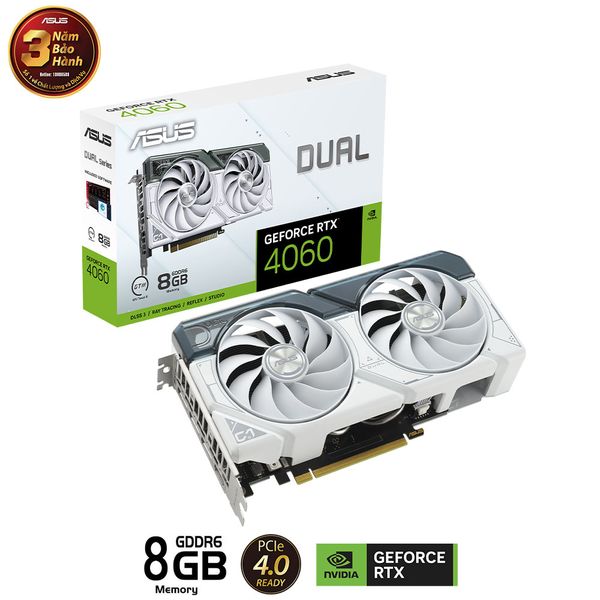 VGA ASUS RTX 4060 DUAL OC 8GB GDDR6 WHITE