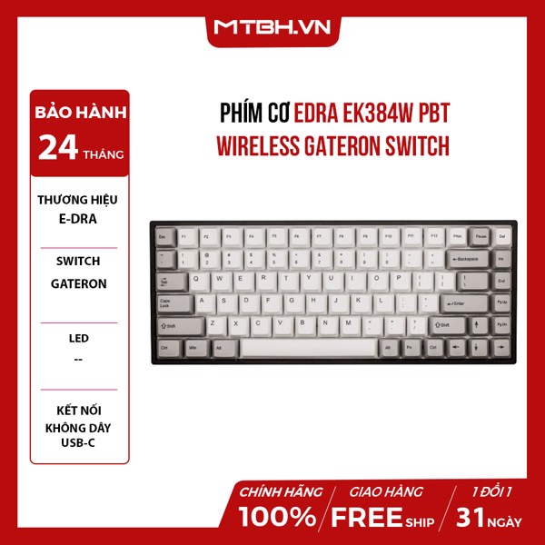 Bàn Phím Cơ Edra EK384W PBT Wireless Gateron Switch