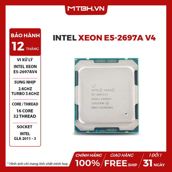 Cpu Intel Xeon E5-2697A v4 / 16 cores / 32 threads / 2.6 - 3.6 GHz