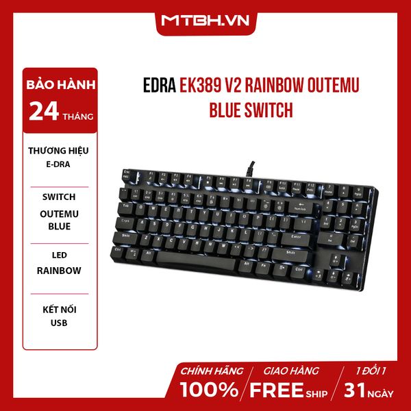 Bàn Phím Cơ Edra EK389 V2 Rainbow Outemu Blue Switch