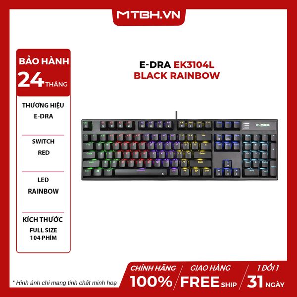 BÀN PHÍM CƠ E-DRA EK3104L RED SWITCH BLACK RAINBOW