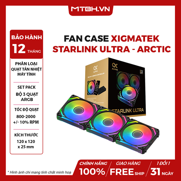 BỘ 3 FAN CASE XIGMATEK STARLINK ULTRA - BLACK | ARGB | INFINITY LIGHT