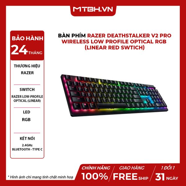 Bàn Phím Razer DeathStalker V2 Pro Wireless Low Profile Optical RGB Linear Red Swtich