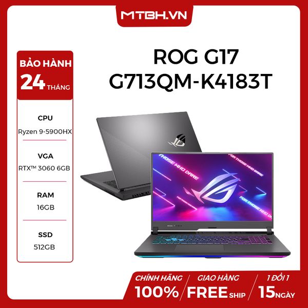 LAPTOP ASUS ROG STRIX G17 G713QM-K4183T RYZEN 9-5900HX | RTX 3060 6GB | 16GB RAM | 512GB SSD | 17.3