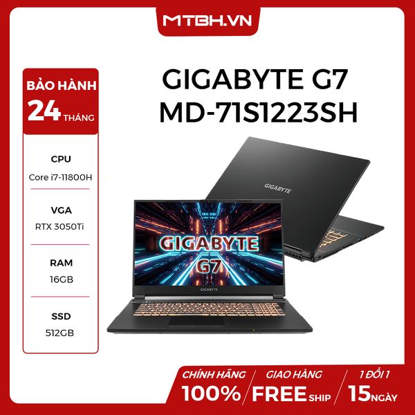 LAPTOP GAMING GIGABYTE G7 MD- 71S1223SH Core i7-11800H | RTX 3050Ti | 16GB RAM | 512GB SSD | 17.3