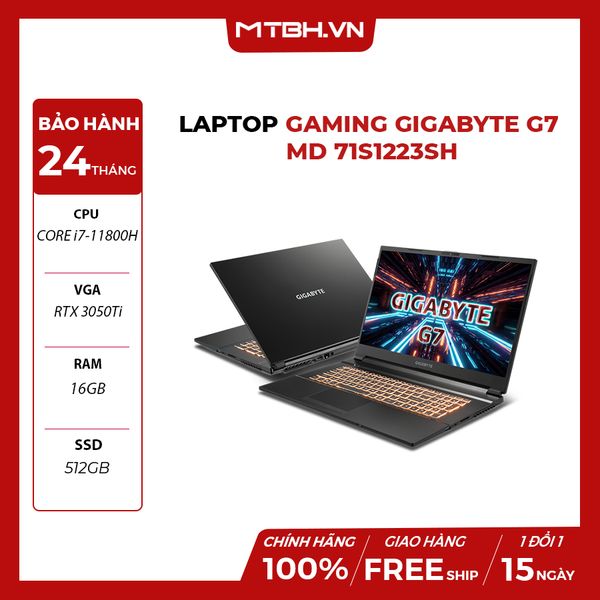 LAPTOP GAMING GIGABYTE G7 MD 71S1223SH CORE i7-11800H | RTX 3050Ti | 16GB RAM | 512GB SSD | 17.3