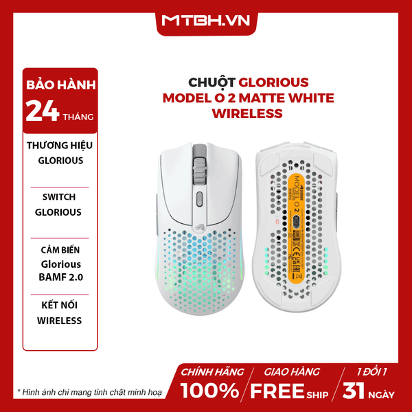 Chuột Glorious Model O 2 Matte White Wireless (GLO-MS-OWV2-MW)