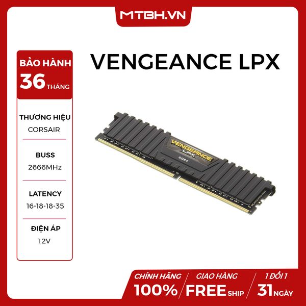 RAM DDR4 8GB CORSAIR 2666Mhz VENGEANCE LPX NEW