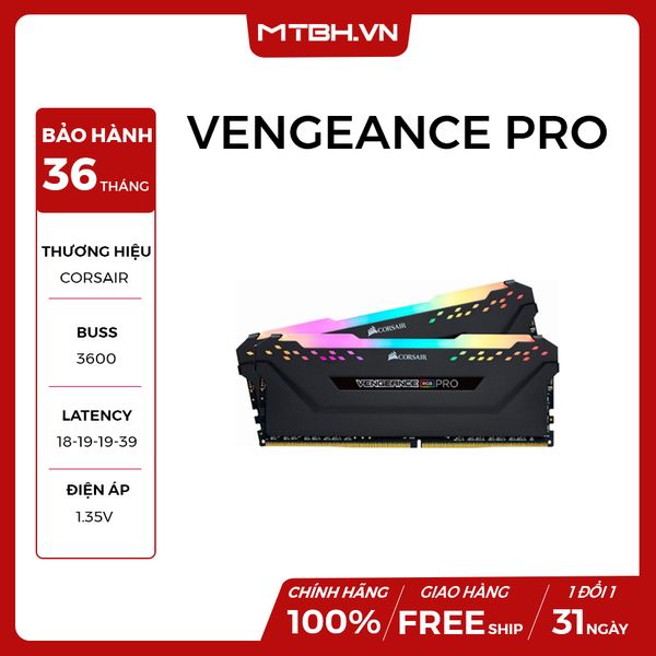 RAM DDR4 CORSAIR VENGEANCE PRO RGB 16GB (2x8) BUS 3600 C18