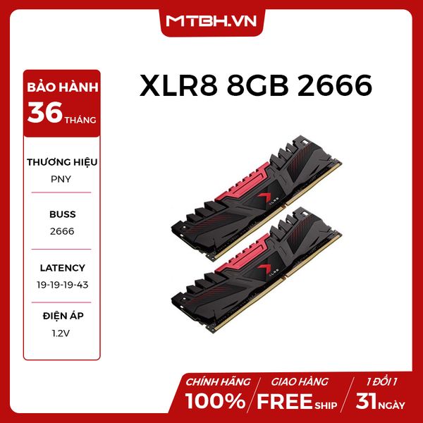 RAM DDR4 8GB PNY BUSS 2666 XLR8 D4 U CL16