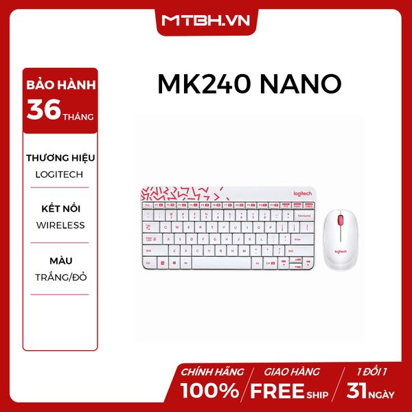 COMBO PHÍM CHUỘT LOGITECH MK240 NANO (TRẮNG)