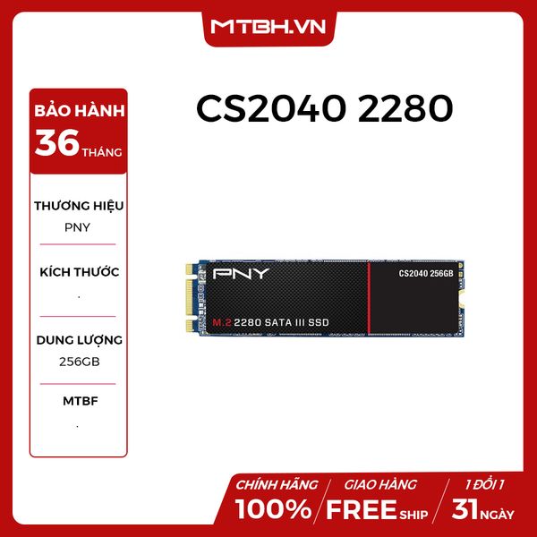 SSD PNY 256GB CS2040 2280 (chuẩn M2-sata) NEW