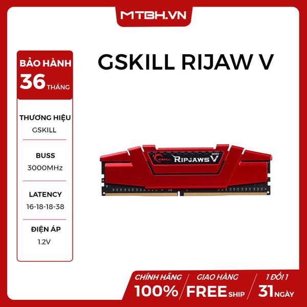 RAM DDR4 8GB GSKILL RIPJAW V BUSS 3000 (F4-3000C16D-16GVRB) NEW